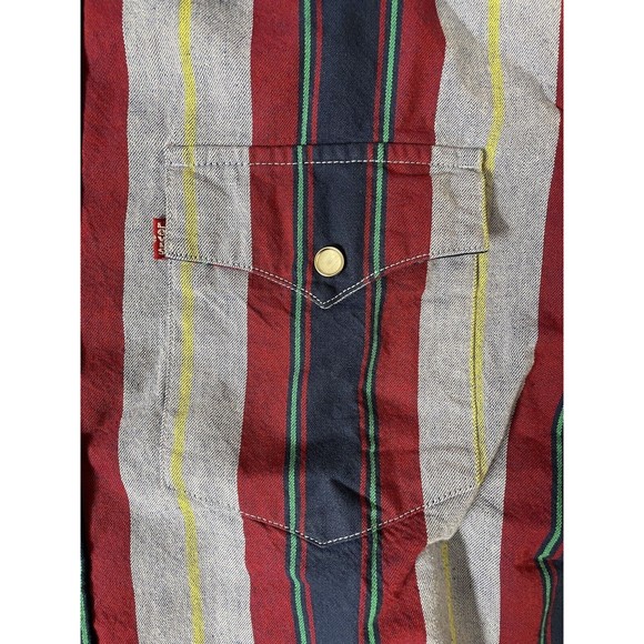 Levi's Mens Western Relaxed Fit Pearl Snap Long Sleeve Striped Shirt - Picture 8 of 10